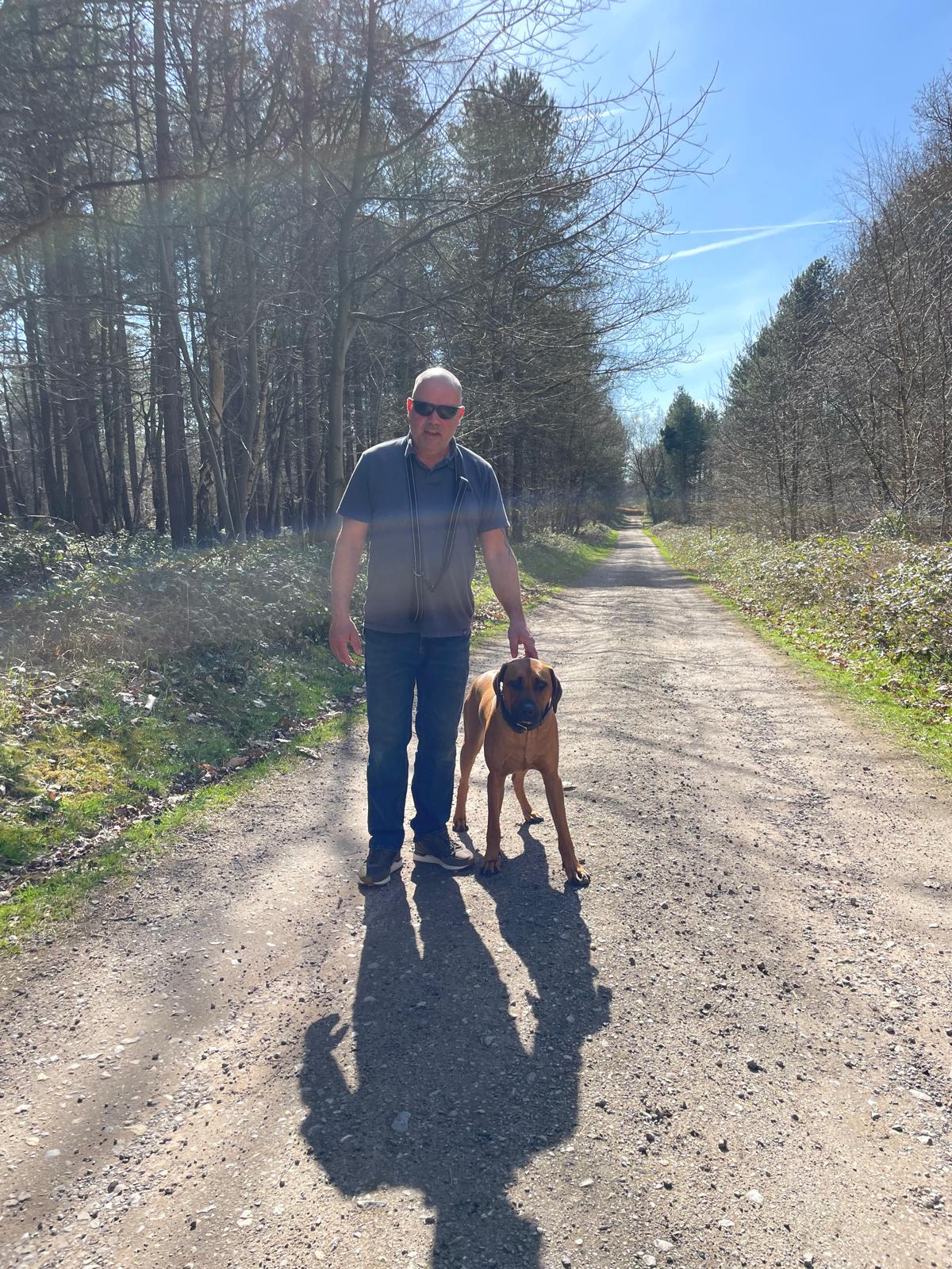 Russ and Winnie on their daily walk